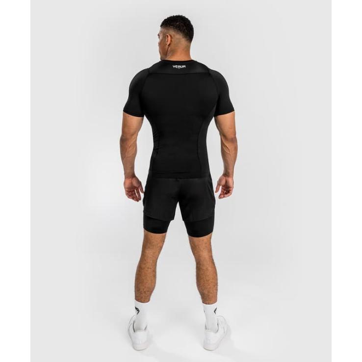 Rashguard de manga curta Venum Attack - preto cinza