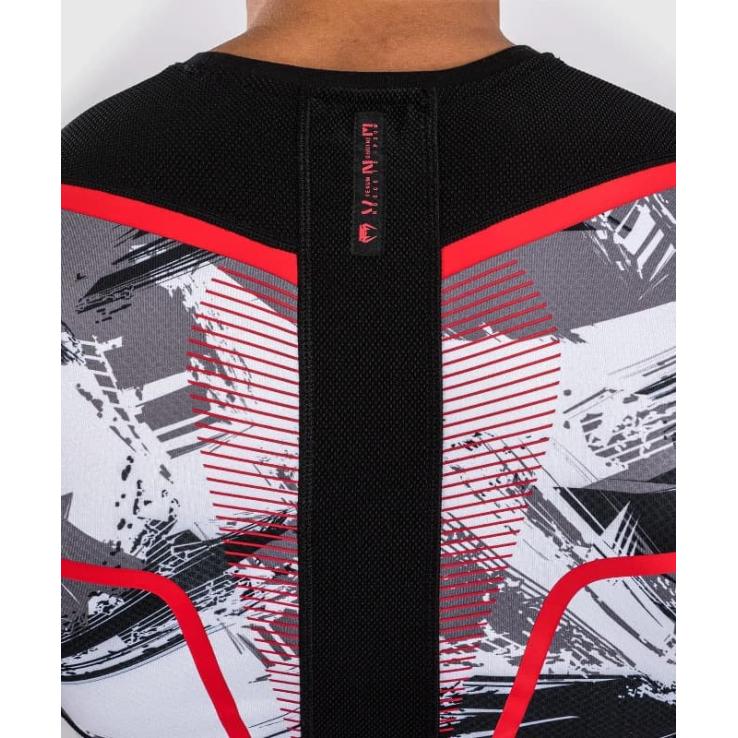 Rashguard manga curta Venum Electron 3.0 cinza/vermelho